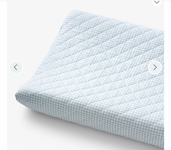 Ditsy Gingham Classic Cool Organic Cotton Percale Quilted Changing Pad Cover