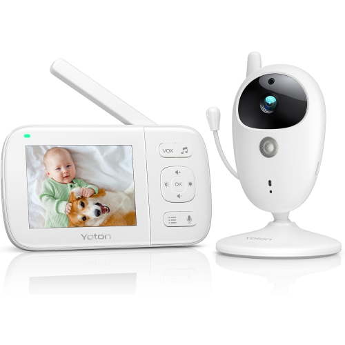 Yoton Smart Baby Monitor with 3.5-inch LCD, Wireless Transmission, VOX, Temperature Sensor, Night Vision, Two Way Audio