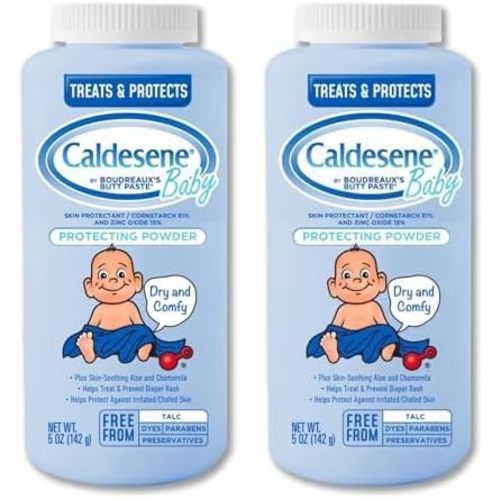 Caldesene Baby Cornstarch Powder with Zinc Oxide, 5 oz (Pack of 2)