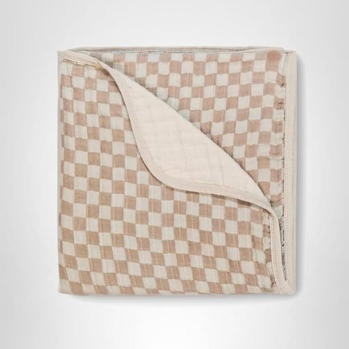 Itzy Ritzy Baby Blanket – Soft Cotton Muslin Multi-Use Blanket - Can Be Used as a Tummy Time Mat, Nursing Cover, Stroller Shade & More – Measures 30" x 40", Machine Washable (Checkerboard)