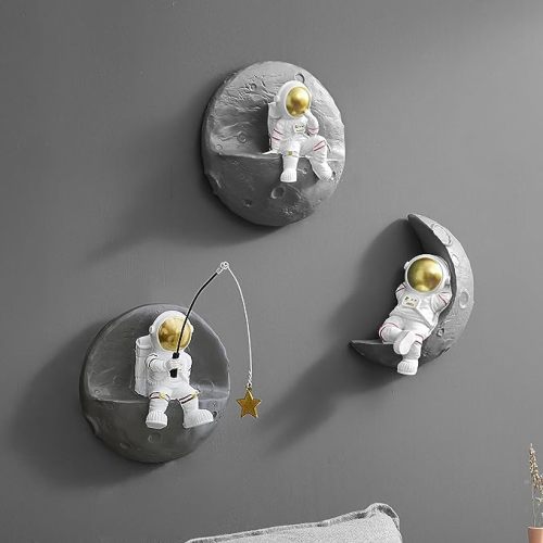3 Pcs Astronauts Wall Sculpture Decor for Modern Home Decor Background 3d Wall Decorations for Living Room Sofa Bedroom Wall Decor Outer Space Theme Wall Decor for Kids Room - 3pcs Dreaming