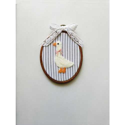 Goose Nursery Decor,Needle Felted Duck, embroidery hoop wall Art,handmade goose baby shower Birthday Gift,shelf for baby