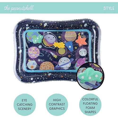 The Peanutshell Tummy Time Water Play Mat for Babies, Girls or Boys - High Contrast Sensory Developmental Toy, Infant Baby Floor Toys Games, Baby Essentials Must Haves - Space