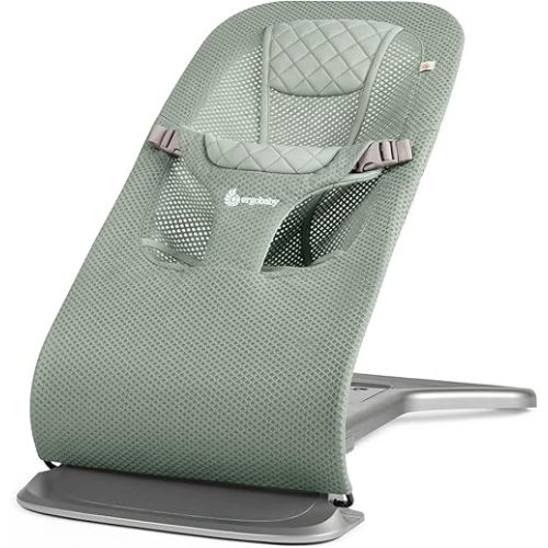 Ergobaby Evolve 3-in-1 Mesh Bouncer, Adjustable Multi Position Baby Bouncer Seat, Fits Newborn to Toddler, Sage Green Mesh