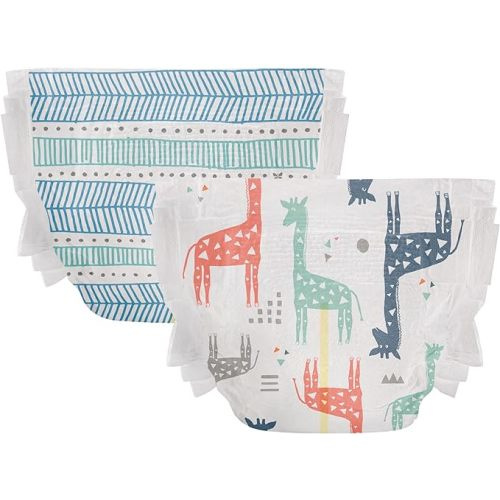 The Honest Company Clean Conscious Diapers | Plant-Based, Sustainable | Dots & Dashes + Multi-Colored Giraffes | Club Box, Size 1 (8-14 lbs), 78 Count