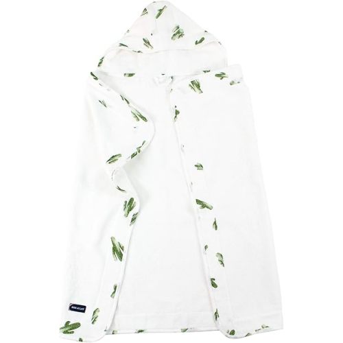 Bebe au Lait Soft Terry Cloth and Muslin Hooded Baby Towel, 0-24 Months - Saguaro Cactus