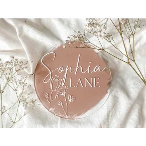 Floral Baby Girl Name Sign | Floral Baby Girl Nursery Decor | Baby Arrival Hospital Sign | Birth Announcement Sign