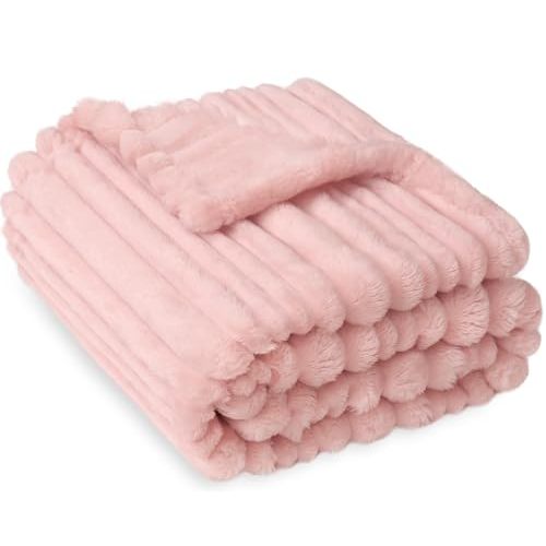 HOMRITAR Fleece Baby Blanket 3D Striped Blanket for Toddler Girls Boys, Ultra Soft Cozy Fluffy Infant Newborn Receiving Blankets for Crib Stroller 30 ×40 inches Pink
