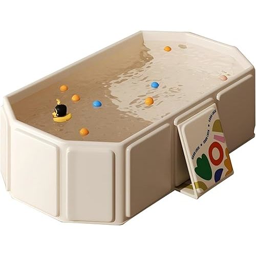 Baby Foldable Kids Bathtub for Infants to Toddler with Non-Slip Base,Easy Storage,Perfect for Small Spaces,White