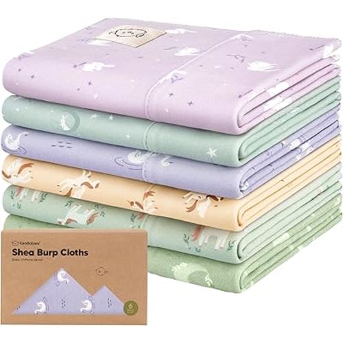 Organic Burp Cloths Baby Boy, Girl - 6-Pack Large Cotton Burping Cloths for Babies, Spit Up Rags, Super Absorbent, Ultra Soft Newborn Rag, Gender Neutral, Machine Washable, Durable (Lunaris)