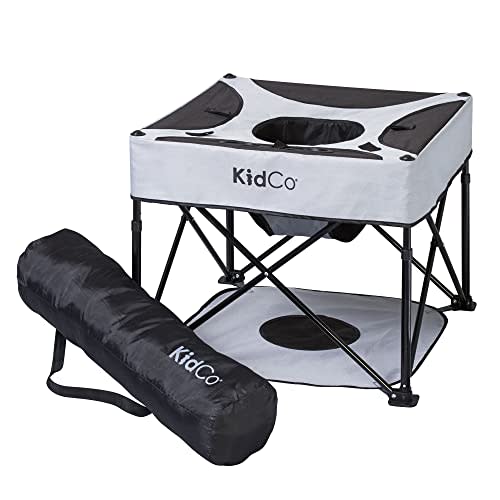 KidCo GoPod Adjustable Height Travel Baby Activity Center - Standing Baby Activity Center with Cupholder and Travel Bag, Midnight