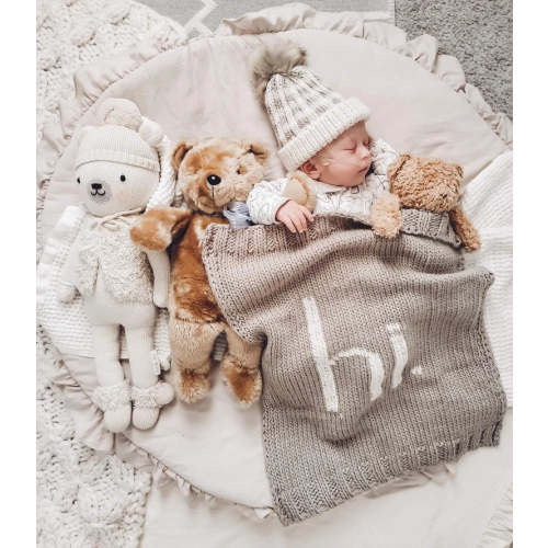 hi knitted baby blanket // taupe