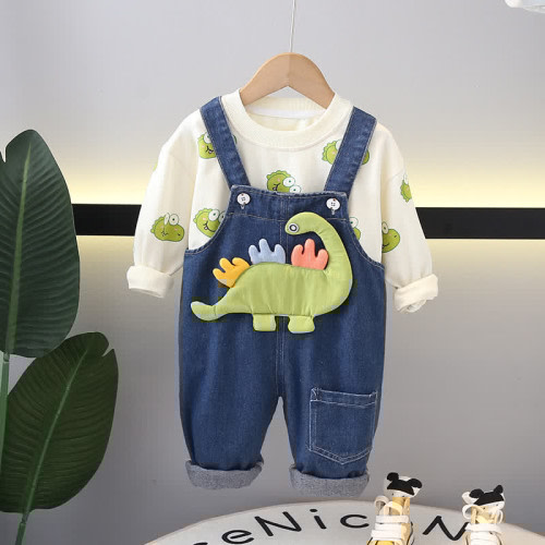 Baby 2-Piece Lovely Dinosaur Denim Set