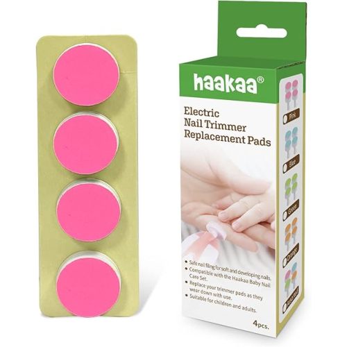 haakaa Electric Nail Trimmer Replacement Pads Baby Nail Trimmer Heads for Standard Baby Nail File, Suitable for 0-3 Months, Pink