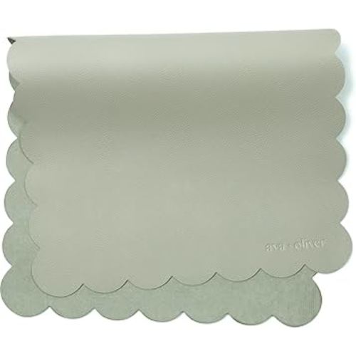 Vegan Leather Baby Changing Mat (16 X 30 in) - Multipurpose Wipeable and Portable Diaper Changing Mat - Foldable Travel Changing Mat (Sage Scallop)