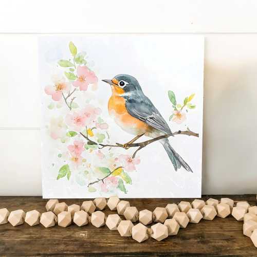 Spring American Robin Wall Decor Art | UV Print Wall Decor | Indoor Wall Art Canvas | 3 Sizes Available