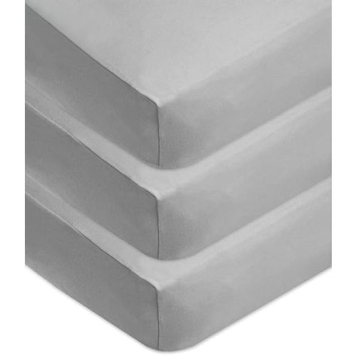 American Baby Company 3 Pack Fitted Crib Sheets 28" x 52", Soft Breathable Neutral 100% Cotton Jersey Sheet, Grey, for Boys and Girls, Fits Crib and Toddler Bed mattresses