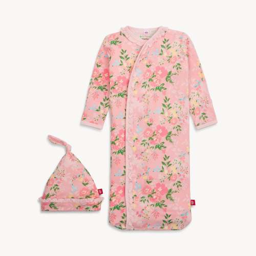 ainslee modal magnetic cozy sleeper gown + hat set with ruffles – Magnetic Me