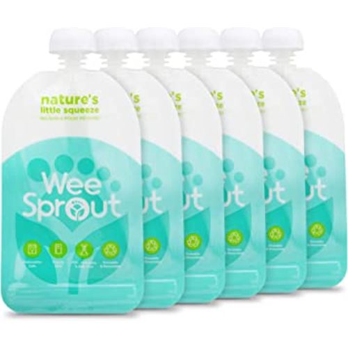 WeeSprout Double Zipper Reusable Food Pouches (5 Fl Oz, Blue)