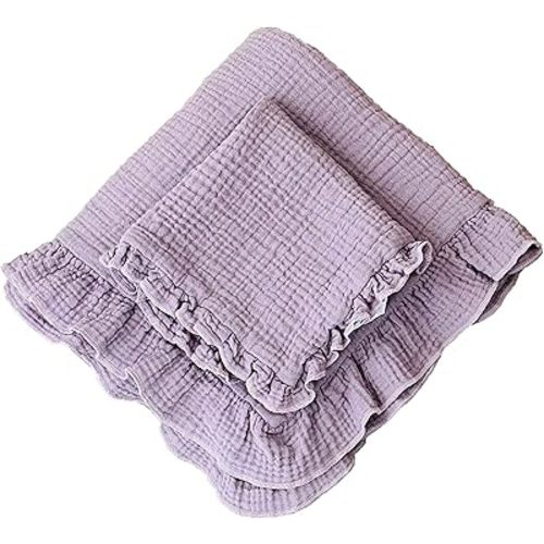 Leyl&Ari Toddler Blanket and Lovey Set | 100% Organic Cotton | Ruffled Lilac