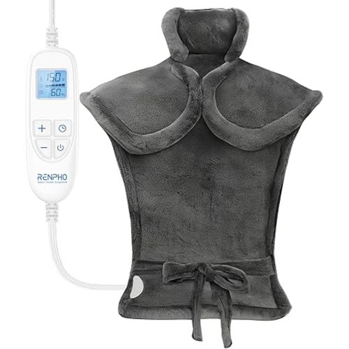 RENPHO Heating Pad for Back Pain Relief, Valentines Day Gifts for Her Him, Birthday Gifts for Women Men Mom, FSA HSA Eligible, Neck and Shoulder Heat Pad, Fast Heating, 24"x33", ETL Certified, Gray