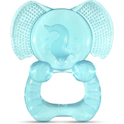 RaZbaby Elfy-Yummy Teether: Teething Relief Toy - Elephant Design, Medical Grade Silicone with Ultra Soft Bristle to Soothe Teething Discomfort Perfect Teething Toy for Babies 3m+