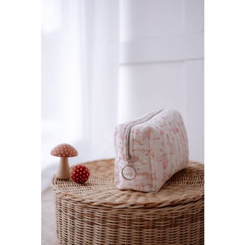 Pink Toile De Jouy Baby Essentials Pouch, Toiletry Bag, Diaper Bag, Baby Shower Gift, Diaper Bag Organizer