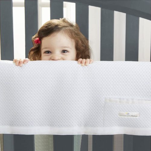 BreathableBaby Breathable Mesh RailGuard Teething Cover — White — 51” Long Panel (1) — Fits Most Full-Size and Does Not Fit Mini Cribs — Use with Coordinating Short Panels for Extra Coverage - 1 Long Panel