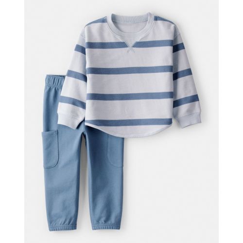 Toddler Boy Striped French Terry Long-Sleeve Tee & Pant Set - Blue | Carter's