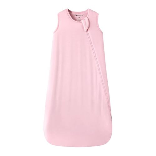Mosebears Unisex Baby Sleep Sack 1.0 TOG, Supersoft Rayon Made from Bamboo Wearable Blanket with 2-Way Zipper (Blush,0-6 Months)