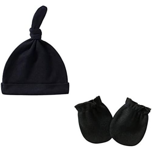 Newborn Hat and Mittens Soft Newborn Hats for Girls and Boys Set Cute Baby Girl Caps 0-6 Months