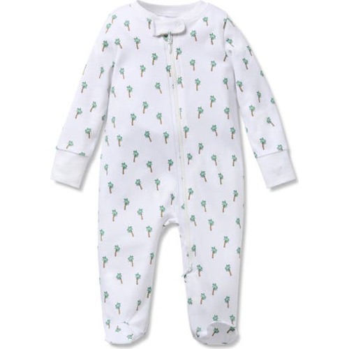 Palmier Print Pima Cotton Footie, 3-6M