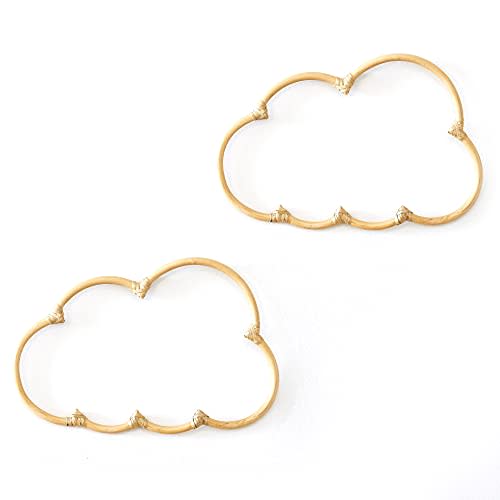 BEBE BASK Handmade Wicker Cloud Décor Set of 2 - Rattan Cloud Decorations - Décor for Bedroom and Baby Nursery Wall - for Girls Room
