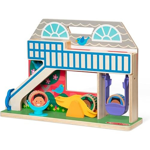 Melissa & Doug GO Tots Wooden Schoolyard Tumble with 4 Disks - FSC Certified