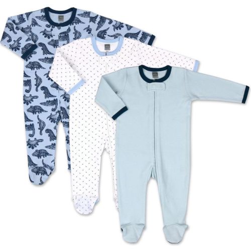The Peanutshell Unisex Footed Baby Sleepers, Dinos And Dots, 3-pack, 3 To 6 Months