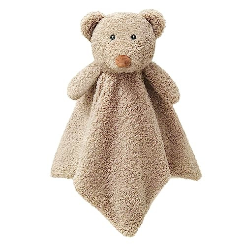 Doindute Baby Brown Teddy Bear Soft Stuffed Animal Security Blanket, Plush Bear Character Lovey Blanket, Baby Shower/Nursery Gift, Newborn Infant Toddler Snuggle Blankie for Boys Girls, 14 Inches