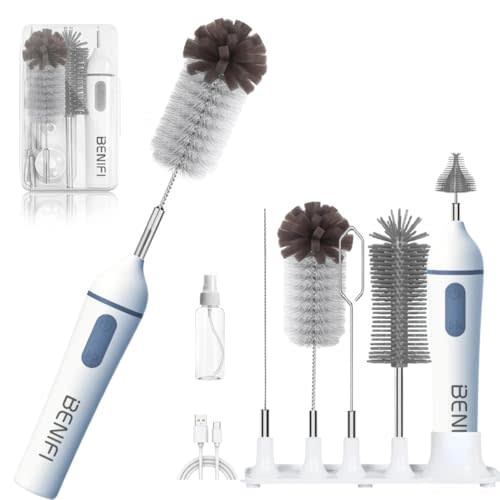 Electric Bottle Brushes Set, Baby Bottle Brush Cleaner, Portable Cleaning Brush Set, Silicon Bottle Brushes, Formula Mixer, Nipple Brush, Straw Brush, Soap Dispenser