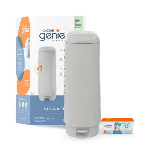 Diaper Genie Signature Diaper Pail, Gray, Foot Pedal, Odour Control, 9 Easy Roll bags / holds up to 423 diapers - Walmart.ca