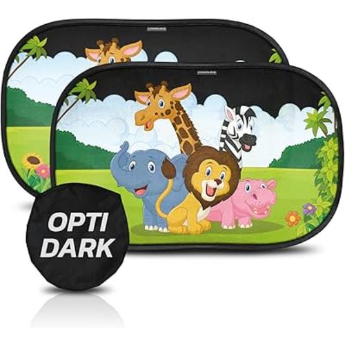 Car Window Shade for Baby with Certified UV-Protection 2 Pack - 20"x12" OPTIDARK