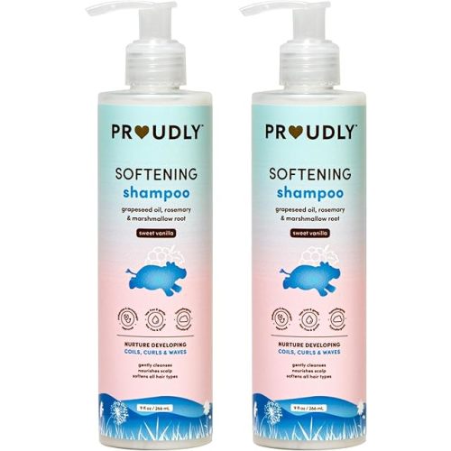PROUDLY Softening Shampoo by Gabrielle Union & Dwyane Wade, Black & Brown Babies Coils, Curls & Waves, Tear-Free, Paraben-Free & Dermatologist-Tested, Sweet Vanilla, 9 oz, Pack of 2