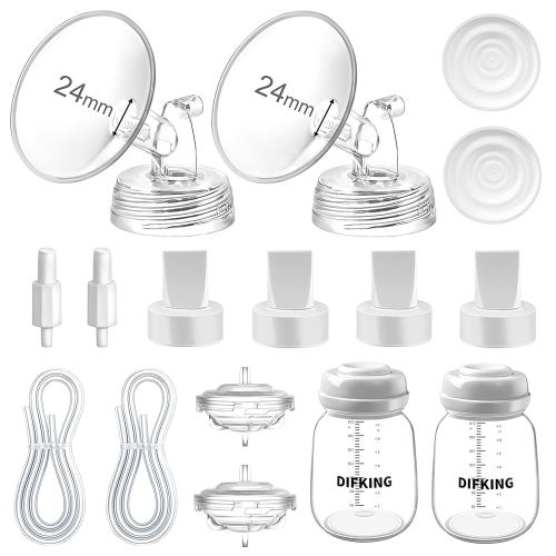 Pump Parts Compatible with Spectra S2 S1 9 Plus SG for Spectra Breast Pump Parts Replacement Kit Accessory 24mm Flange Duckbill Valve Tubing Bottle Connector Backflow Protector
