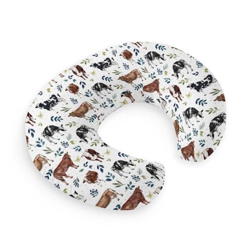 HawSkgFub Milk Dairy Cow Farm Animal Leaves Nursing Pillow Cover for Baby Boys Girls Gift, Western Cowboy Cowgirl Breastfeeding Pillow Slipcover, Nursing Pillowcase for Newborn Infant, Cover Only