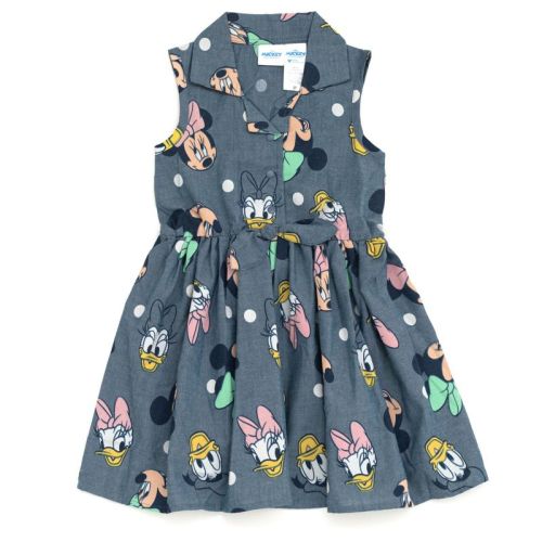 Disney Minnie Mouse Floral Toddler Girls Chambray Skater Dress Flowers 2t