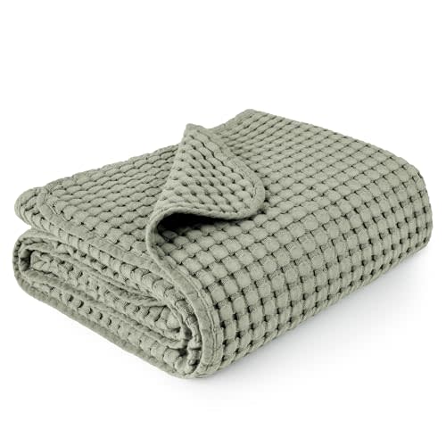 Konssy Waffle Baby Blankets, Nursery Blankets for Boys Girls, Swaddle Blankets Neutral Soft Lightweight Toddler and Kids Throw Blankets(Amy Green)
