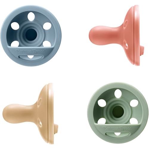 Tommee Tippee Breast-Like Pacifier, Lightweight, One-Piece Silicone Design, Symmetrical Nipple, 6-18m, 4 Pack