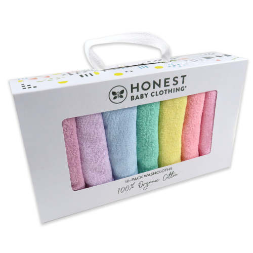 10-Pack Organic Cotton Baby-Terry Wash Cloths, Bright White | Honest Baby Clothing