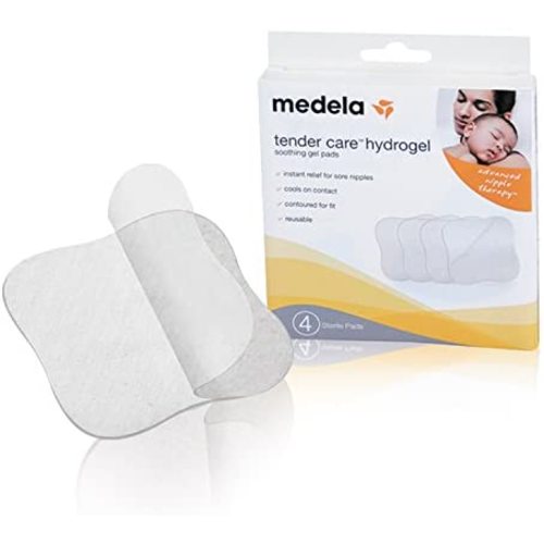 Medela Soothing Gel Pads for Breastfeeding, 4 Count Pack, Tender Care HydroGel Reusable Pads, Cooling Relief for Sore Nipples from Pumping or Nursing