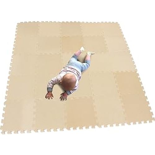 MQIAOHAM® 25 Pieces Puzzle Play Mats, Soft Baby Play Mat, Kids Interlocking Foam Floor Tiles, Toddlers Carpet Playmats G301025-110