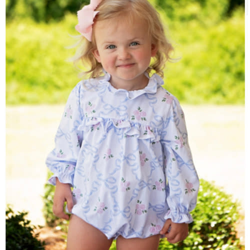 Blue And Pink Rose And Bow Knit Bubble - Cecil and Lou
