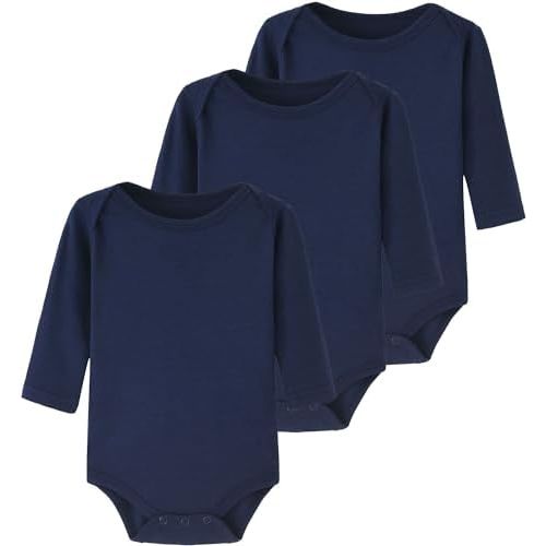 Enfants Chéris Baby Long Sleeve Bodysuit Newborn-24 Months 100% Cotton Pack of 3